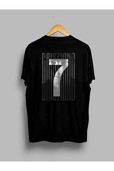 zip moda تي شيرت بتصميم Cr7 كريستيانو رونالدو كبير الحجم مطبوع من الأمام والخلف