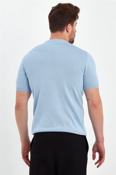 COOL TARZ Mavi Erkek Yarım Balıkçı Düz Triko T-shirt-trz19129r09s