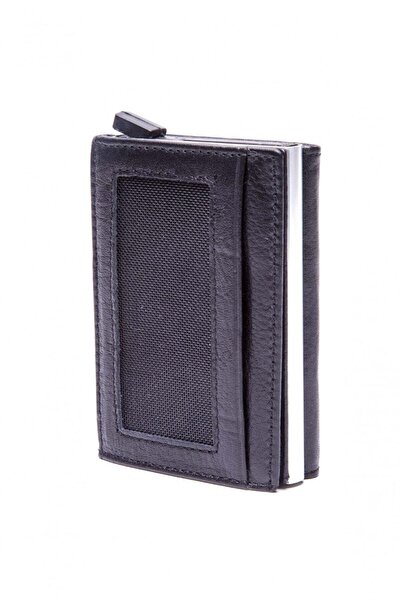 Karalı Deri Mekanizmalı Cüzdan