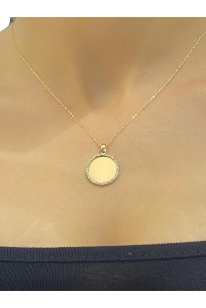 MaGold Ayna Düz Plaka Altın Kolye 14 Ayar 3.60 gr