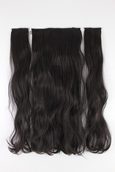 AKOLİFE Koyu Kestane Dalgalı Yarım Ay Set - Isıya Dayanıklı