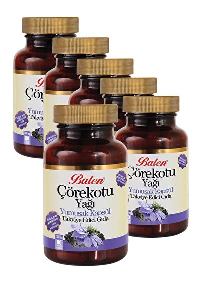 Balen Çörekotu Yağı Yumuşak Kapsül 1380mg*80 6 Adet Çörek Otu Yağı Kapsülü 6 Kutu