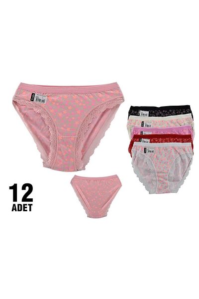 ÇamaşırcımShop Pachet de 12 chiloți de bikini Passion 0522 Gaye Lace cu imprimeu floral