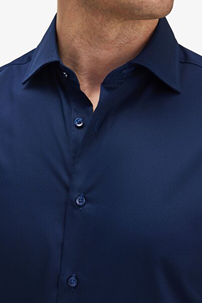 alenmeza Чоловіча сорочка синього кольору, 100% бавовна, сатин, не потребує прасування, без кишень, сучасний крій