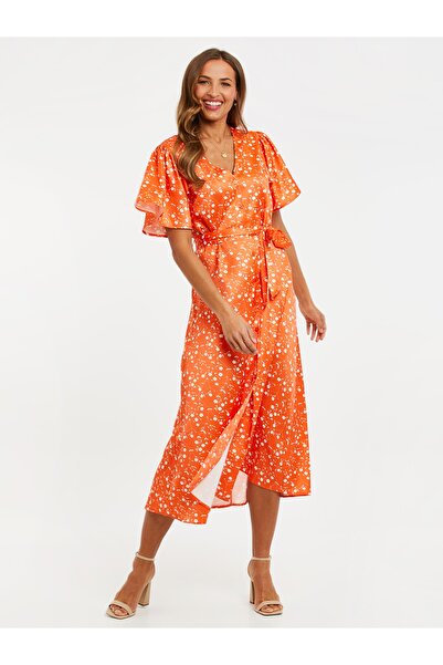 Threadbare Kleid - Orange - Wickelschnitt