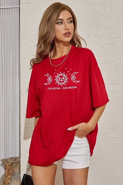 uyguntarz Unisex μπλουζάκι με στάμπα Sun Moon