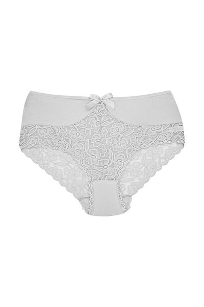 Zena White High Waist Plus Size Women's Panties with Lace Front and Back