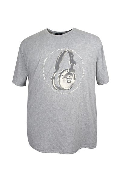 marufshop Ανδρικό μπλουζάκι μεγάλου μεγέθους με στάμπα με λαιμόκοψη