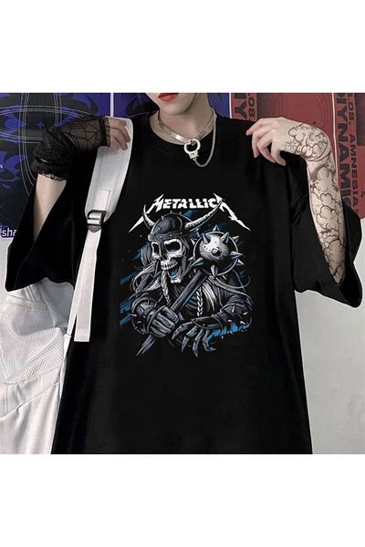 Touz Μπλουζάκι Metallica Knight Skull Printed Μαύρο Unisex Oversize