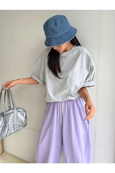 MOONBULL Γυναικείο μπλουζάκι Oversize Grey Hearten Back Printed