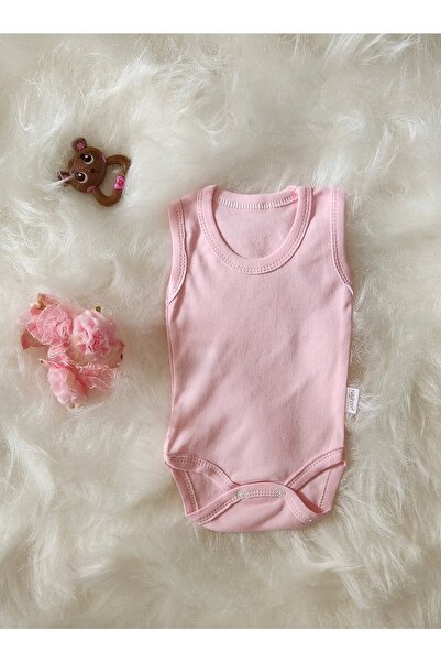 Nayinom Baby Lotus %100 Pamuk Pembe Askılı Bebek Badi Zıbın Çıtçıtlı