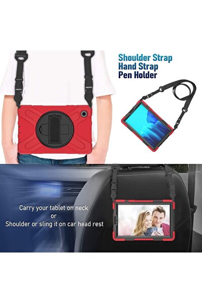 m.tk moveteck Samsung Galaxy Tab S6 Lite Sm-p610 P615 P617 Kılıf Askılı Zırh Tank Military Dönen Standlı Defender