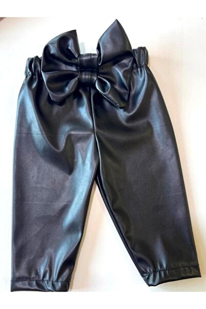 özge başaran Kız Çocuk, Likralı Deri Fiyonk Detaylı Pantolon, Lila Straplez Crop Bluz Ve Saç Bandı Takımı.