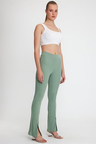 ESPİNA Women's Camisole Slit Leggings Trousers Mint Green