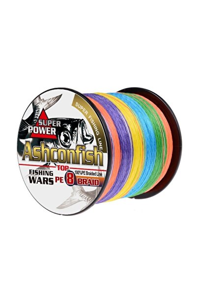 ASHCONFISH X8-0.10 Mm,2.721 Kg Çeker, 2000 Metre Multıcolour 8 Kat Ip,örgü,ip...