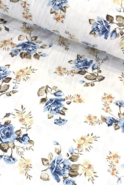 Menderes Home Indigo Mavi Gül Flanel Pazen Kumaş