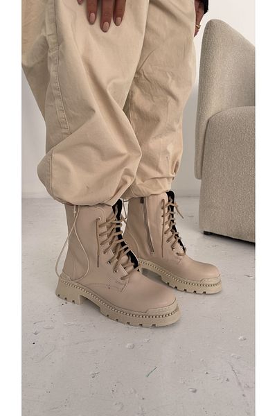 Shoebutik Δερμάτινες μπότες Road Beige