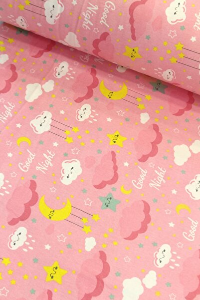 Menderes Home Pembe Sarı Bulutlar Flanel Pazen Kumaş