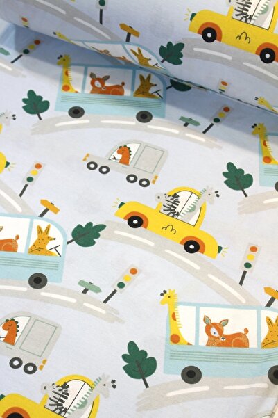 SAYINLAR Renkli Arabalar Flanel Kumaş-synlr