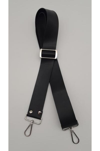 angel çanta aksesuar Τσάντα από συνθετικό δέρμα μαύρο - 120x4 cm, λαβή με καρφιά, ασημί μέταλλο