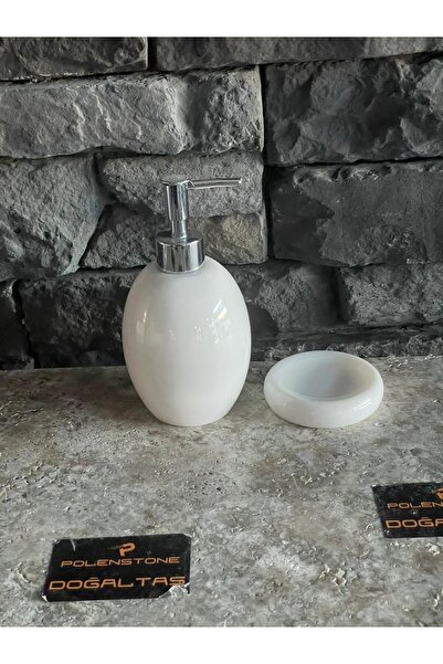 Polen Stone Set de vase pentru săpun din marmură albă ovală