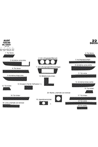 meriç cockpit design ميريتش ®   أودي 100 A6 توربيدو أمامي مطلي أسود لامع 22 ق...