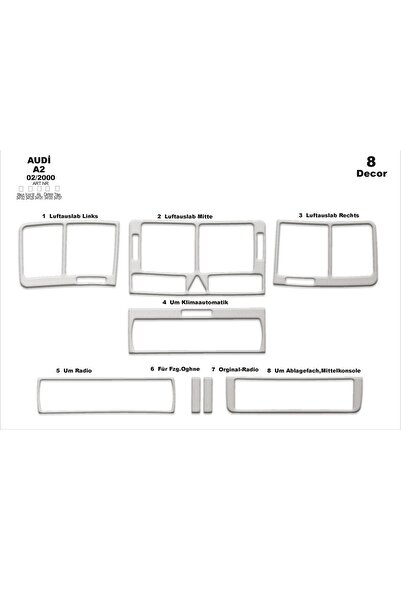 meriç cockpit design ميريتش ®   أودي A2 توربيدو أمامي مطلي أسود لامع 8 قطع 20...