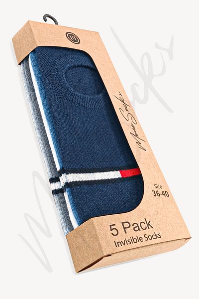 Mono Socks Πακέτο με 5 Αόρατα αθλητικά παπούτσια Κόκκινες λευκές ριγέ κάλτσες