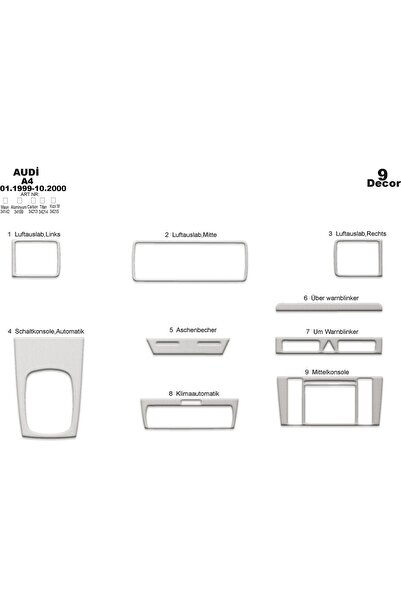 meriç cockpit design ميريتش ®   أودي A4 توربيدو أمامي مطلي ألومنيوم 9 قطع 199...