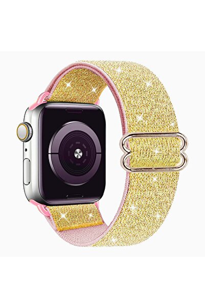 Microcase Apple Watch Se 2022 40 Mm Simli Esnek Hasır Örgü Kordon Kayış - Ky44-1