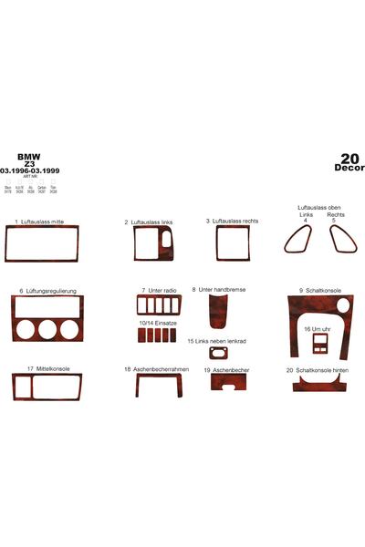 meriç cockpit design ميريتش ®   بي ام دبليو Z3 توربيدو امامي مطلي ماهوجني 20 قطعة 1996-1999