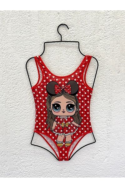 Rs Ramuni Girl's Swimsuit Red Digital Printed Sea Pool Swimsuit Children's Swimsuit