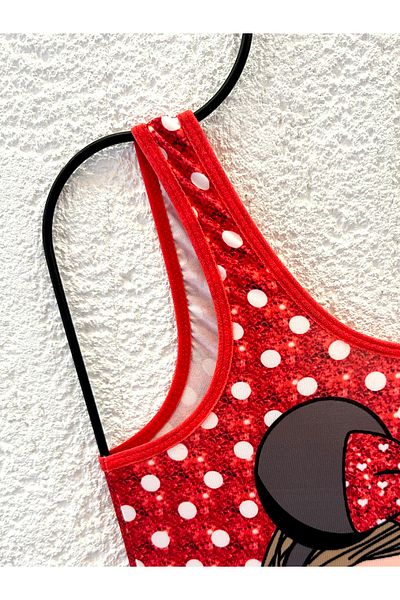 Rs Ramuni Girl's Swimsuit Red Digital Printed Sea Pool Swimsuit Children's Swimsuit