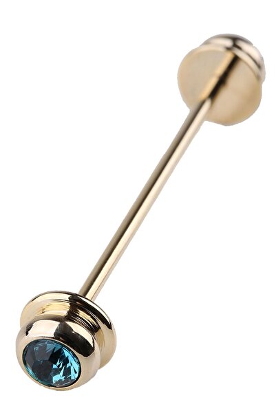 La Pescara Erkek Altın Renk Petrol Mavisi Taşlı Gömlek Yaka İğnesi GI179