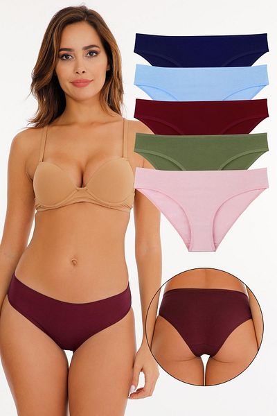 Sensu Chiloți slip din bumbac, culori uni, 5 piese - Set Kts3039