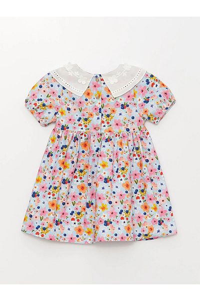 LC Waikiki Lcw Baby Baby Collar Short Sleeve Patterned Baby Girl Dress
