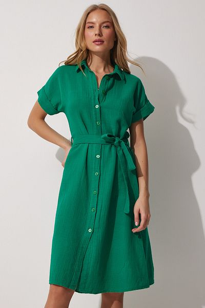 Happiness İstanbul Dress - Green - Shirt dress