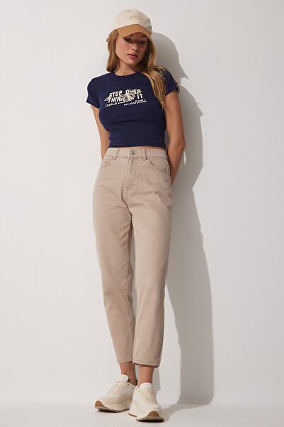 Happiness İstanbul Γυναικεία κρέμα ψηλόμεση Mom Jean OK00040