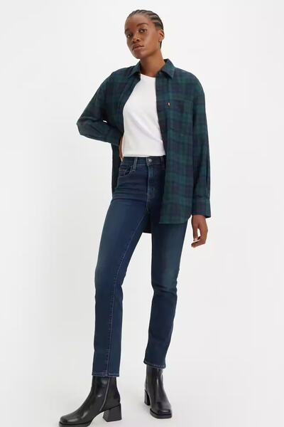 Levi's Βαμβακερό ψηλόμεσο ίσιο πόδι Straight Fit 724 Jeans Denim Παντελόνι 18883