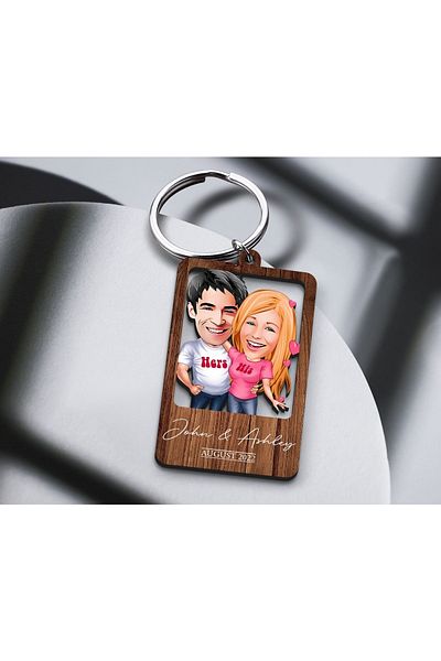 Bk Gift Special Cartoon Wooden Keychain for Lovers
