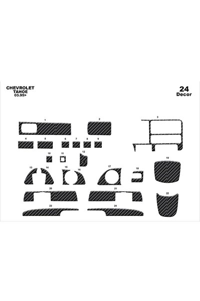 meriç cockpit design ميريتش ®   شيفروليه تاهو تراك أمامي مطلي بالكربون 24 قطع...
