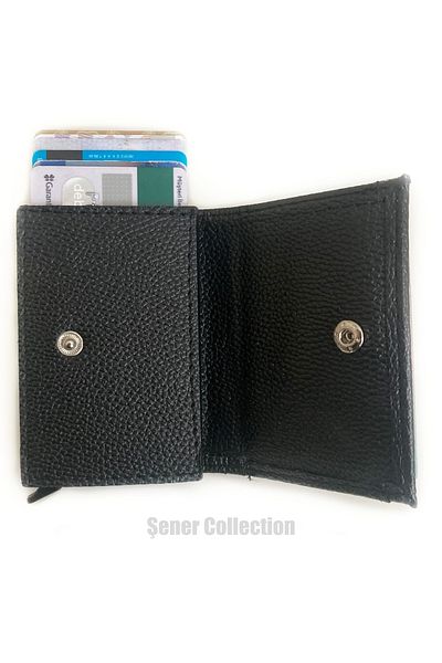 Şener collection Automatic Card Holder Wallet - Mechanical Card Holder - Leather Look