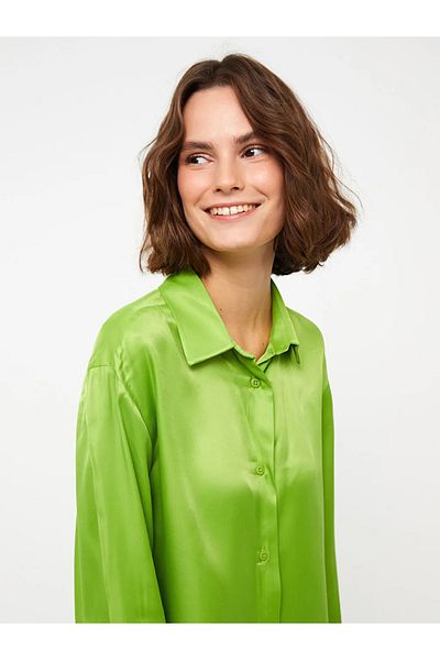 LC Waikiki Cămașă de damă din satin cu mâneci lungi drepte casual