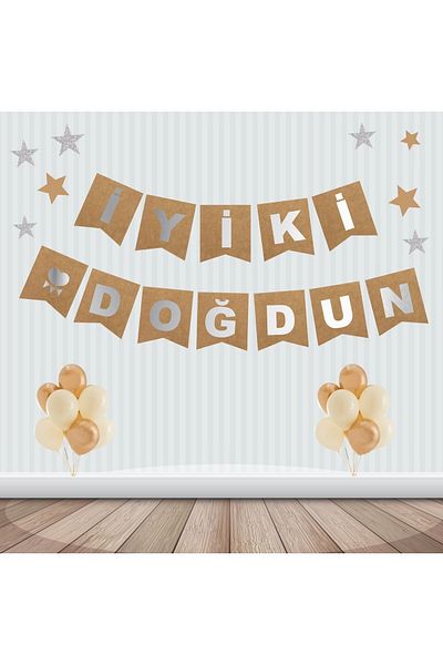 Big Party Χάρτινο γράμματα με ασημί φύλλο Kraft Καλή γενέθλια