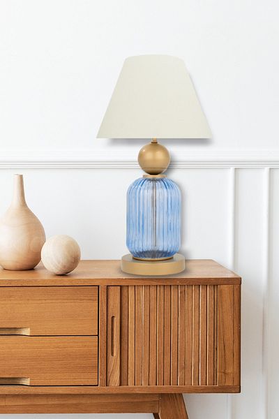 MINIMAL ETICARET VE BILGI TEKNOLOJILERI Lotus Royal Blue Cone Glass Lampshade