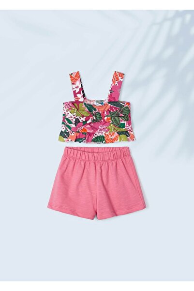 MAYORAL Girl's Suit Printed 2-Piece Shorts Top-Bottom Set Pink