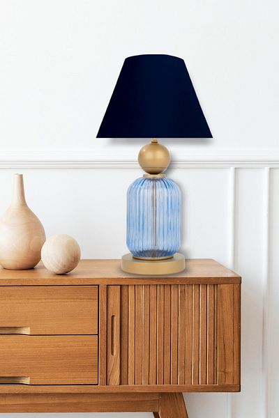 MINIMAL ETICARET VE BILGI TEKNOLOJILERI Lotus Royal Blue Cone Glass Lampshade