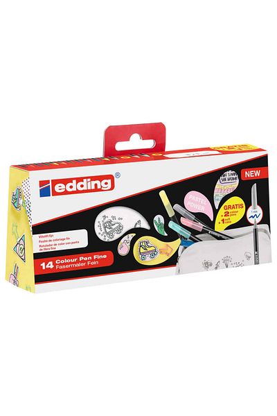 Edding 1200 Pastel Textile Pens 10 Vibrant 4 Pastel Colors Paintable with Pen Holder