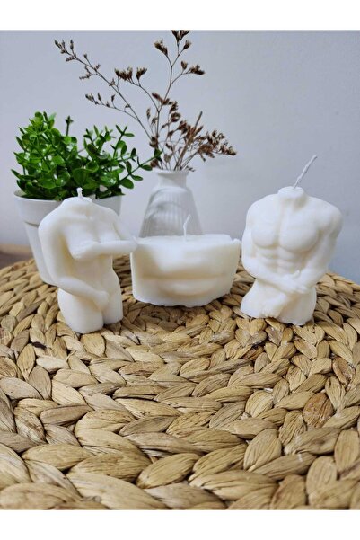 M&C Concept Utangaç Kadın - Erkek Ve Dudak Soya Mum - Krem