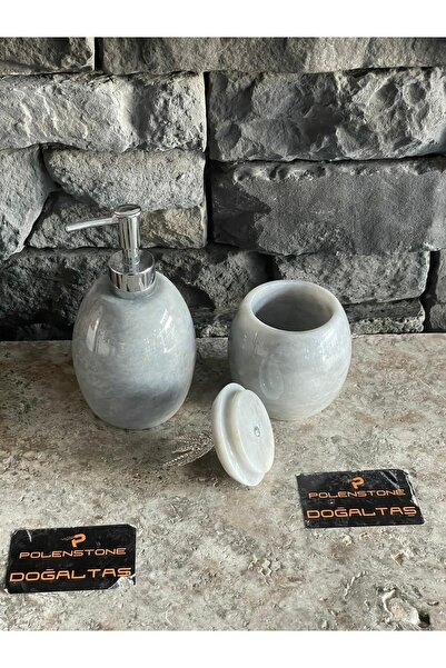 Polen Stone Set de 2 dozatoare de săpun lichid și dozator de bumbac cu capac ...